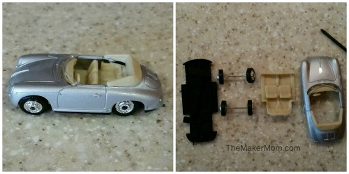 Learn how to make a DIY car from a plastic bottle on www.TheMakerMom.com.